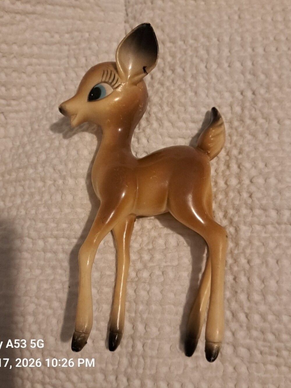 Vintage Celluloid Plastic Fawn in Brown and Cream